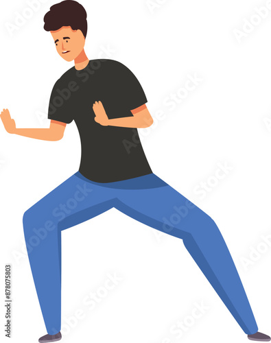 Young man practicing fighting stances, promoting the importance of self defense training