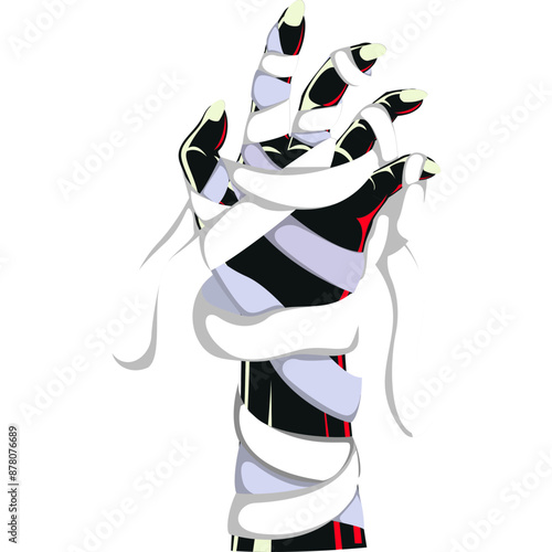 Scary mummy hand illustration for halloween.