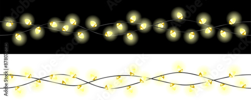 A string or wire line of Christmas decoration lights seamless repeatable design element