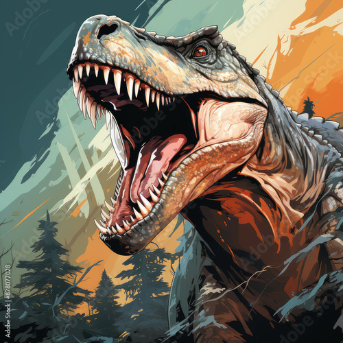 Detailed Velociraptor Flat Vector Illustration in Digital Art