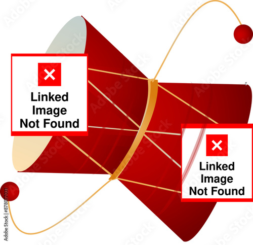 Isolated Damaru (Pellet Drum) Element in Red Color.