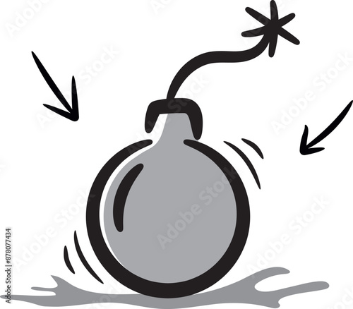 Hand-drawn colored bomb icon illustration, warfare vector