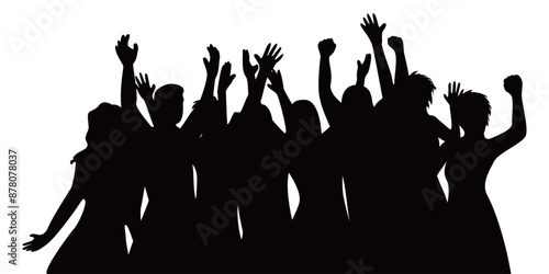 happy crowd people silhouette design illustration. crowd in concert.