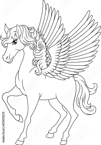A Pegasus horse with wings ...