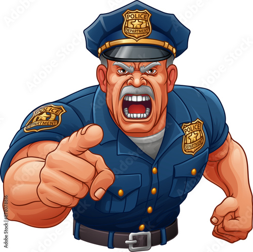 A policeman angry police man cartoon character cop illustration