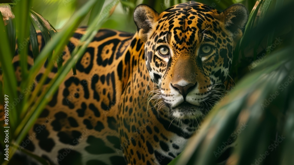 Obraz premium A tight shot of a tiger in a meadow, surrounded by tall grasses Trees dot the background Foreground features a hazy tiger image