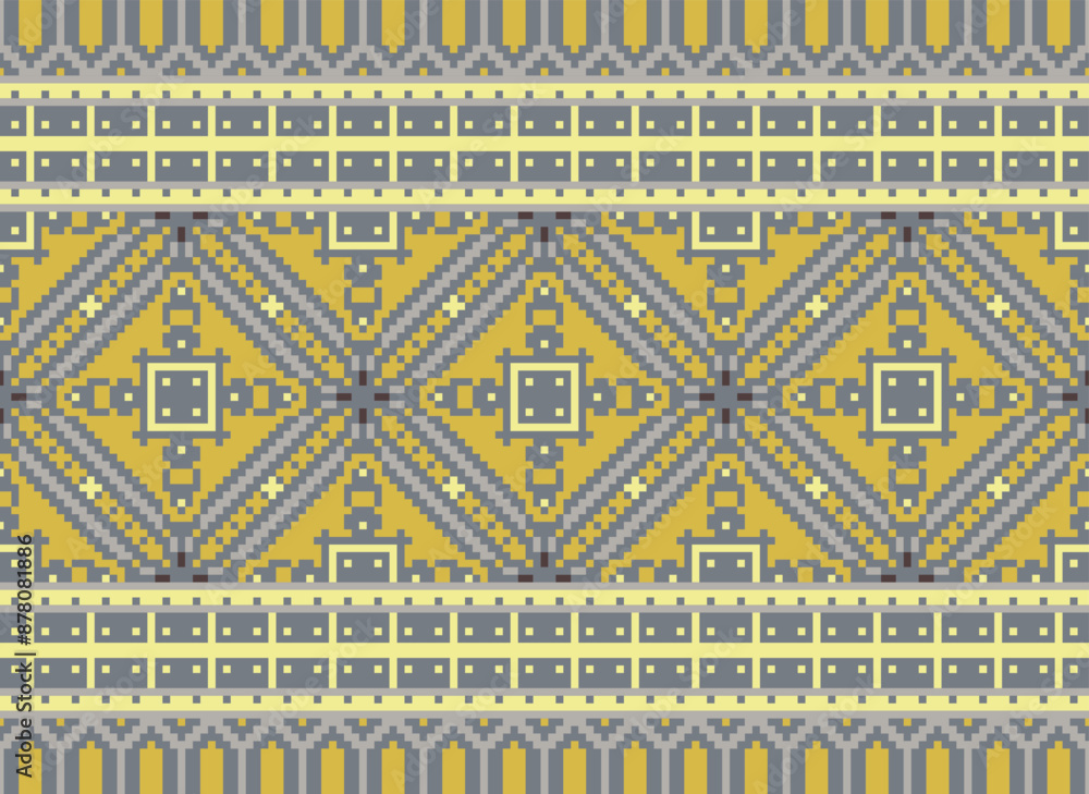 Vector illustration of Ukrainian folk seamless pattern ornament. Ethnic ornament. Border element. Traditional Ukrainian, Belarusian folk art knitted embroidery pattern Vector illustration of Ukrainian folk seamless pattern ornament. Ethnic ornament. Border element. Traditional Ukrainian, Belarusian folk art knitted embroidery pattern