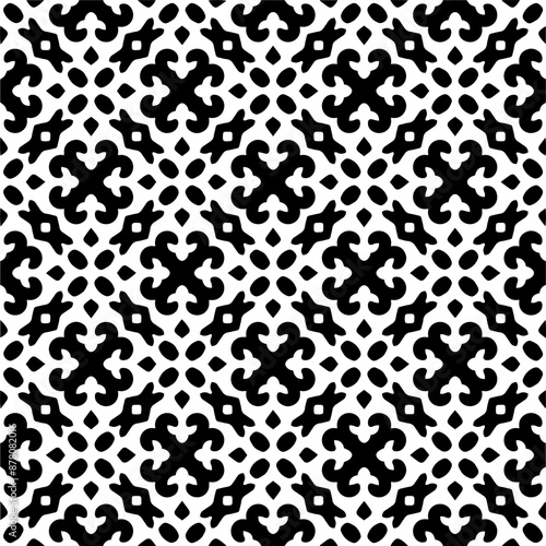 Monochrome pattern, Abstract texture for fabric print, card, table cloth, furniture, banner, cover, invitation, decoration, wrapping.seamless repeating pattern.Black color.