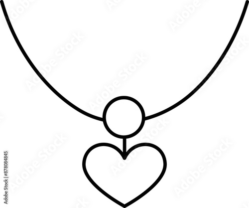 Heart-Shaped Locket Icon in Black Line Art.