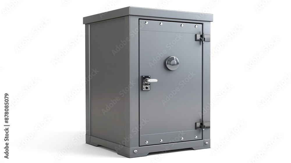 Small modern safe on shelf. Created with Generative AI technology. Small modern safe on shelf. Created with Generative AI technology.