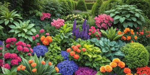 Colorful Flower Garden with Lush Greenery