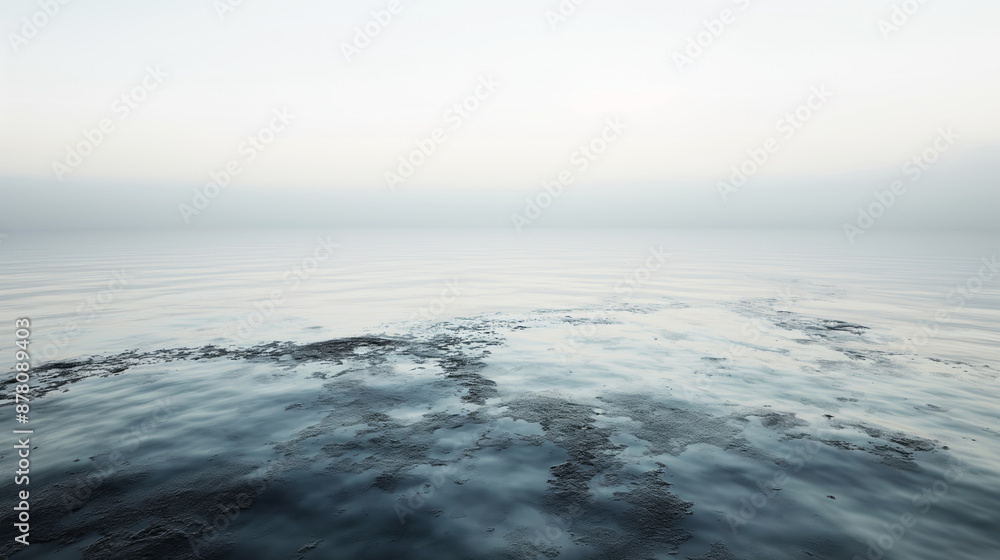 Ocean shoreline with wet sand and sea foam under a cloudy sky. The moody atmosphere emphasizes the raw and natural beauty of the coast Ocean shoreline with wet sand and sea foam under a cloudy sky. The moody atmosphere emphasizes the raw and natural beauty of the coast