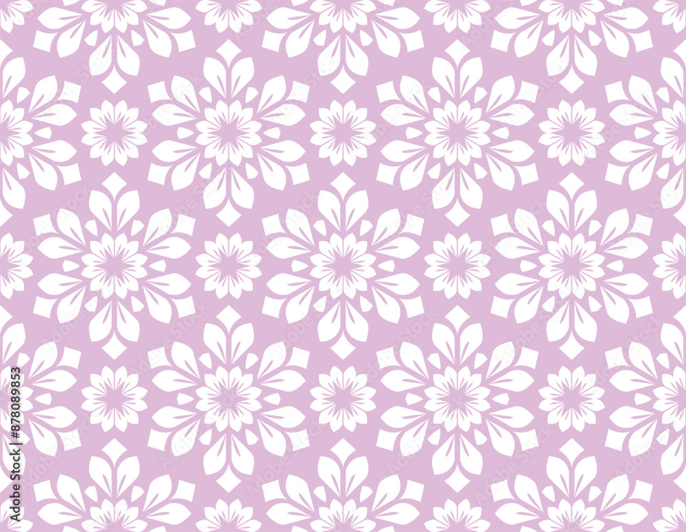 Flower geometric pattern. Seamless vector background. White and pink ornament Flower geometric pattern. Seamless vector background. White and pink ornament