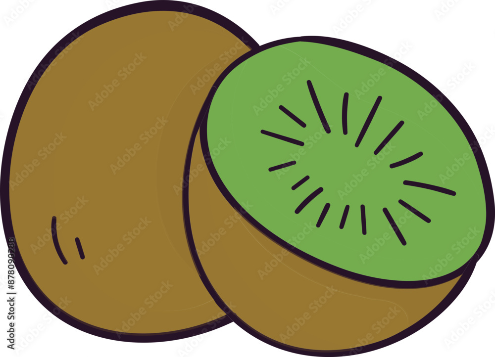 Obraz premium Kiwi Fruit Icon or Symbol in Flat Style.
