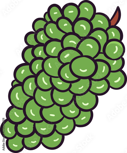 Green Grapes Bunch Icon in Flat Style.
