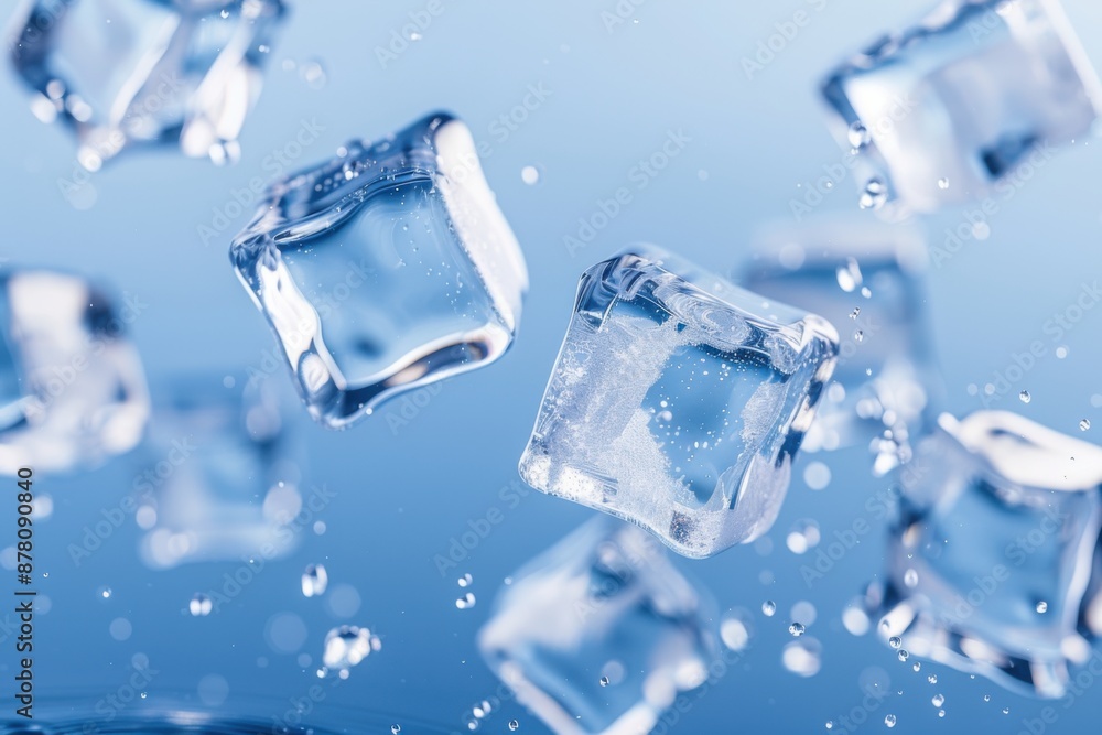 Floating Ice Cubes in Clear Water Floating Ice Cubes in Clear Water