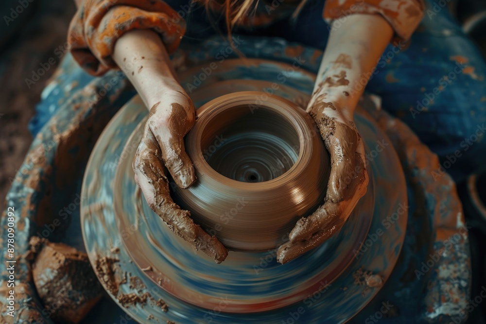 Ceramic Art: Masterful Hands at Pottery Workshop Creating Hand-Made Bowls Ceramic Art: Masterful Hands at Pottery Workshop Creating Hand-Made Bowls