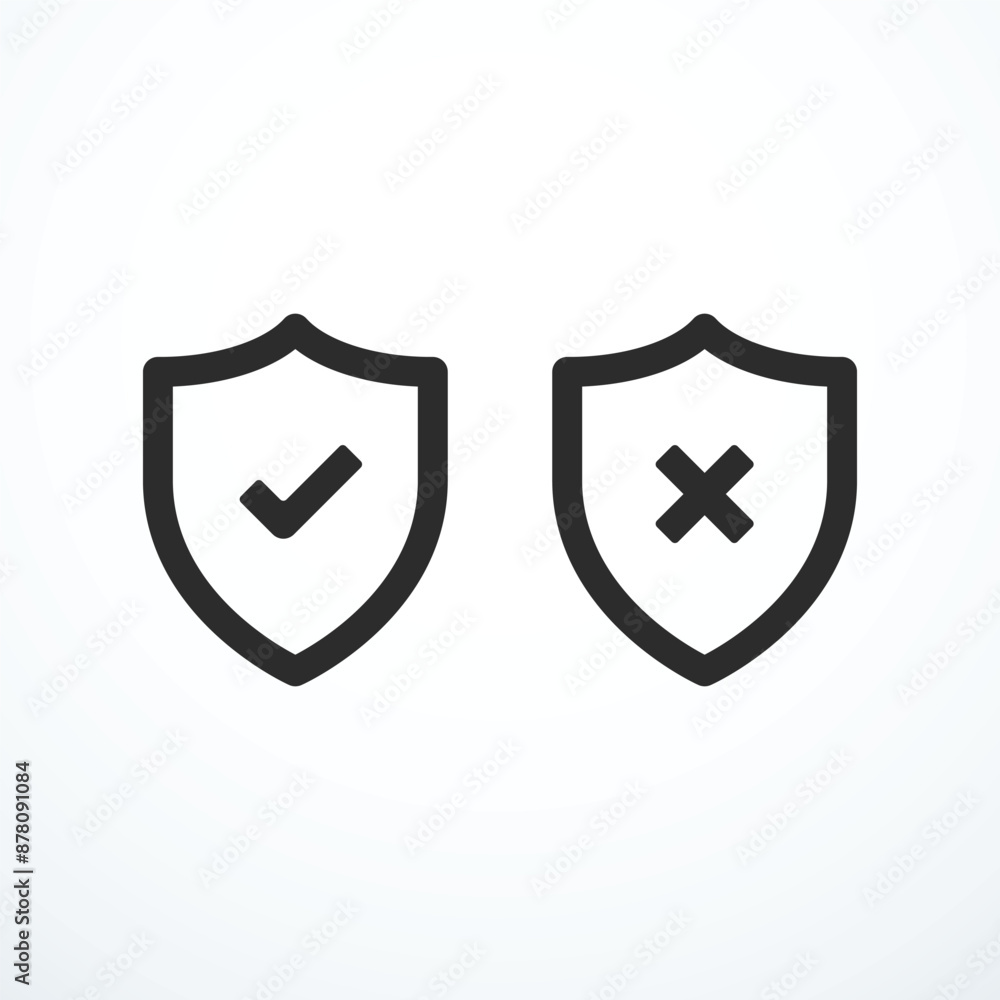 Shield check mark icon set. Vector illustration Shield check mark icon set. Vector illustration