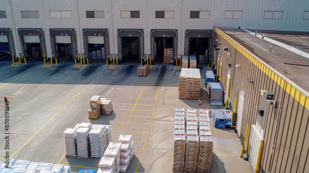 Fototapeta premium hangar logistique avec quais de déchargement pour camion semi-remorque