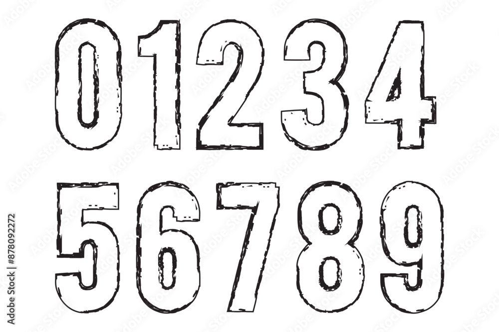 Hand drawn grunge vector numbers. Dirty textured font. Black ink characters isolated on white background. Dirty painted numbers set. Dry brush texture. Typography vector elements Hand drawn grunge vector numbers. Dirty textured font. Black ink characters isolated on white background. Dirty painted numbers set. Dry brush texture. Typography vector elements