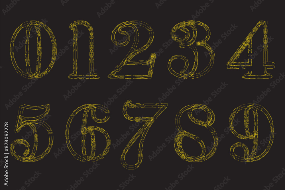 Hand drawn grunge vector numbers. Dirty textured font. Black ink characters isolated on white background. Dirty painted numbers set. Dry brush texture. Typography vector elements Hand drawn grunge vector numbers. Dirty textured font. Black ink characters isolated on white background. Dirty painted numbers set. Dry brush texture. Typography vector elements