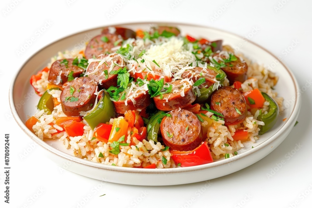 Vibrant Bell Peppers Stuffed with Sweet Italian Sausage on Rice Vibrant Bell Peppers Stuffed with Sweet Italian Sausage on Rice