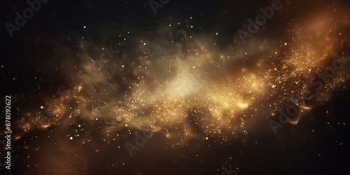 Cosmic Dust and Stars in a Golden Galaxy, gold and black. defocused, banner