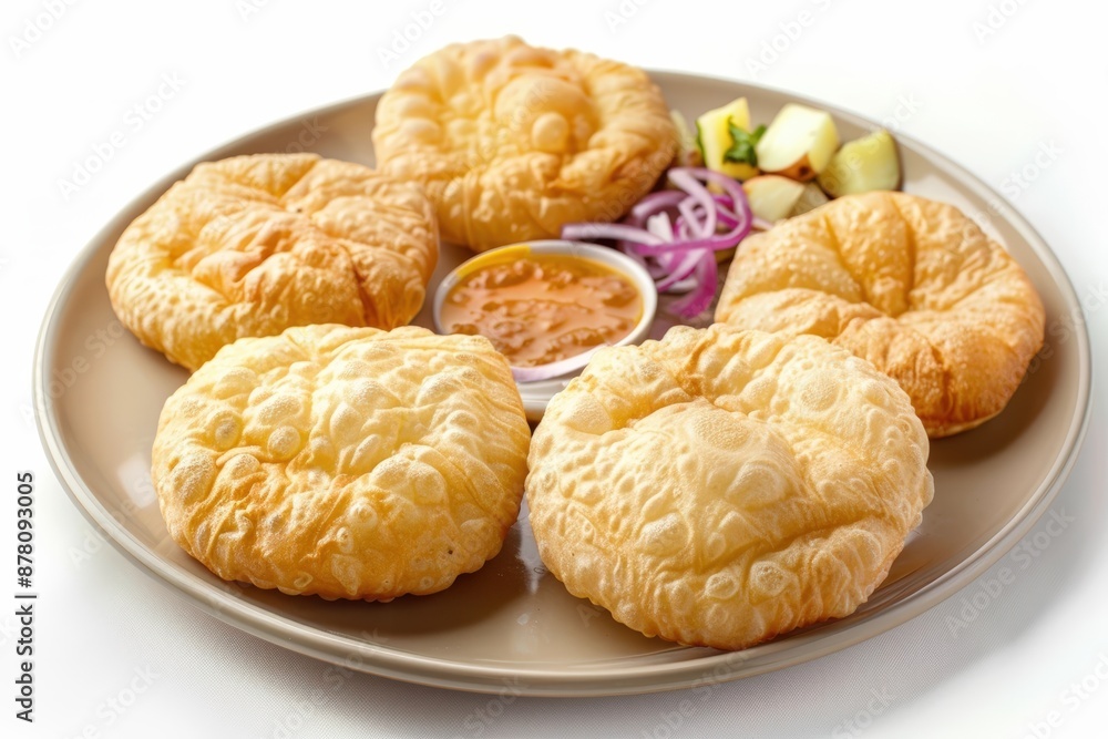 Traditional Indian Poori Bread with Tamarind Chutney Traditional Indian Poori Bread with Tamarind Chutney