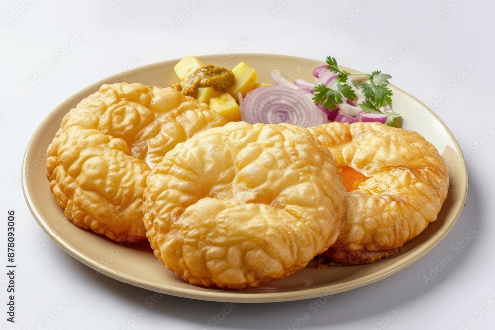 Crispy Golden Poori Bread with Spicy Potato Sabzi Crispy Golden Poori Bread with Spicy Potato Sabzi
