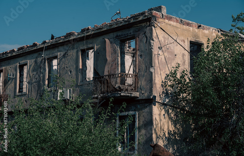 destroyed houses in a city lost in the war in Ukraine