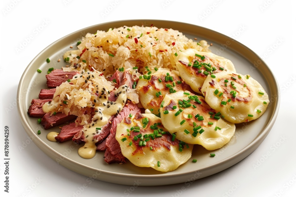 Yummy Deep-Dish Reuben Pierogies with Vibrant Chives and Toasted Caraway Seeds Yummy Deep-Dish Reuben Pierogies with Vibrant Chives and Toasted Caraway Seeds