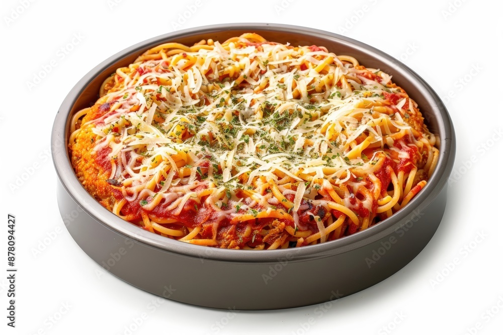 Deep-Dish Spaghetti Pizza with Parmesan, Garlic, and Fresh Toppings Deep-Dish Spaghetti Pizza with Parmesan, Garlic, and Fresh Toppings