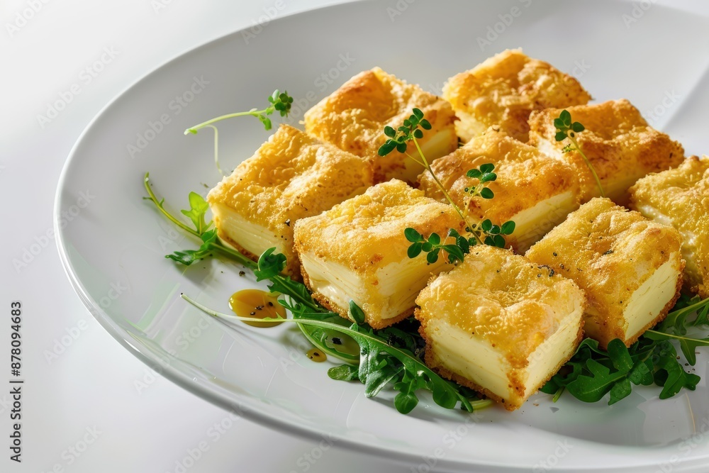 Crisp Golden Crusted Cheese Squares with Aromatic Truffle Oil and Fresh Herbs Crisp Golden Crusted Cheese Squares with Aromatic Truffle Oil and Fresh Herbs
