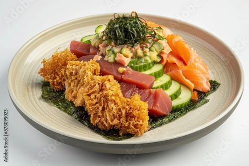 Japanese Deep-Fried Onigirazu with Nori, Salmon, and Spicy Mayo photo