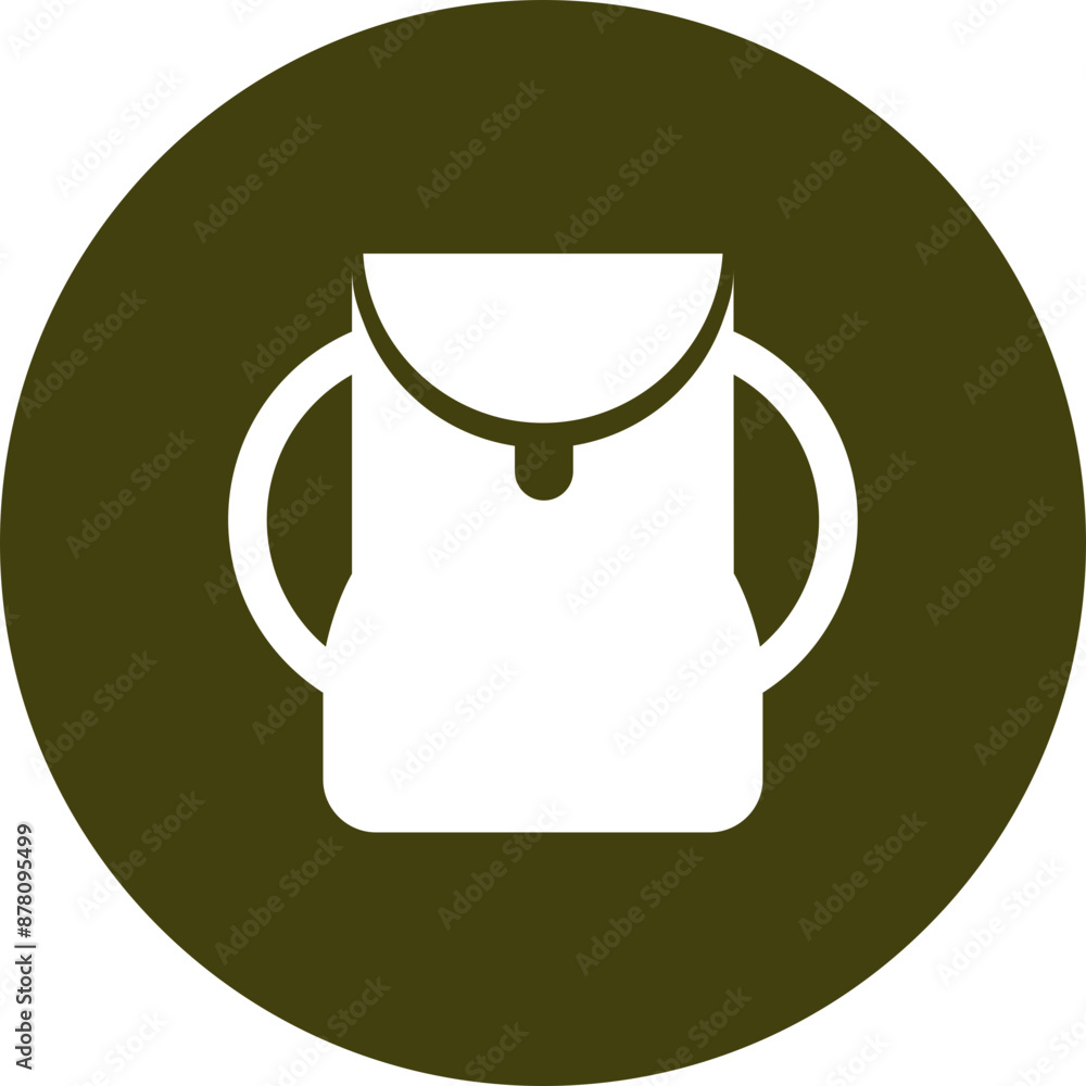 Backpack circle icon in green and white color. Backpack circle icon in green and white color.
