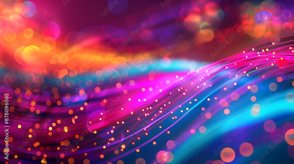 Abstract Neon Waves with Bokeh Lights Abstract Neon Waves with Bokeh Lights