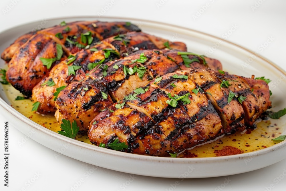 Aromatic Adobo Grilled Chicken with Fresh Herb Garnish Aromatic Adobo Grilled Chicken with Fresh Herb Garnish