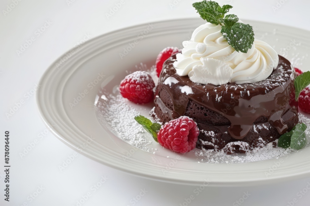 Exquisite Chocolate Cake with Mint and Fresh Berries Exquisite Chocolate Cake with Mint and Fresh Berries