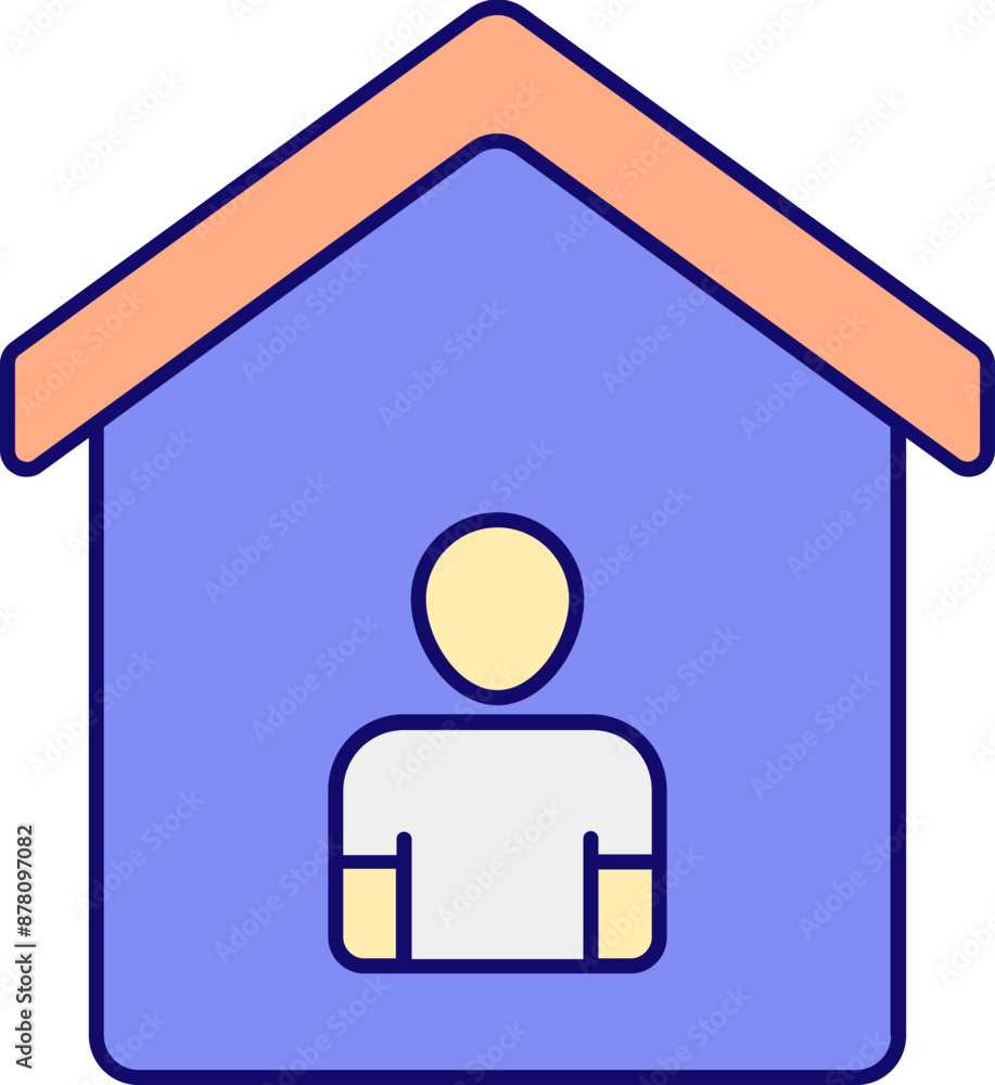 Illustration Of Man Stay in Home Icon. Illustration Of Man Stay in Home Icon.