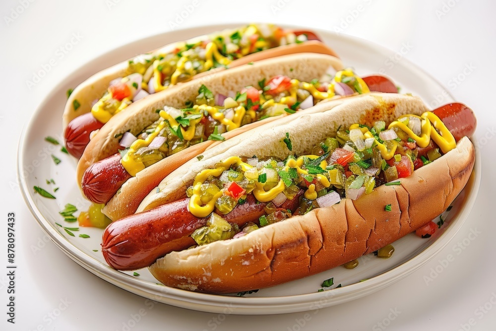 All-Beef Hot Dogs with Vibrant Toppings All-Beef Hot Dogs with Vibrant Toppings