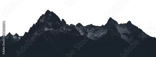 Obraz  z motywem Dark silhouette of mountains in a cloudy day, cut out - stock png.