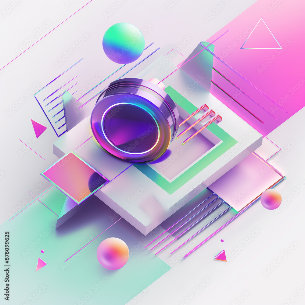 Atmosphärisches EDM House Techno CD-Cover 3D-Logo Design Geometrie Atmosphärisches EDM House Techno CD-Cover 3D-Logo Design Geometrie