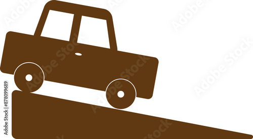 Vehicle landing down on bridge icon.