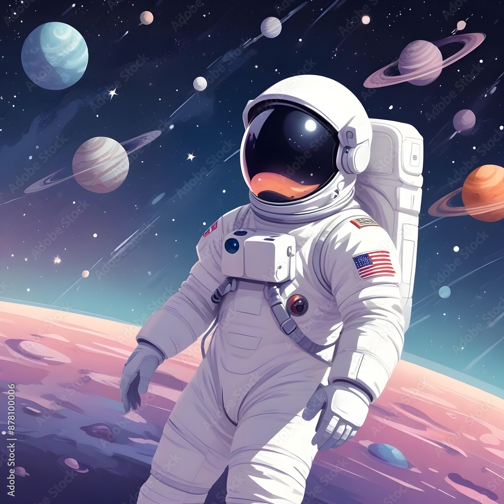 An astronaut in a space suit with the stars on the background An astronaut in a space suit with the stars on the background