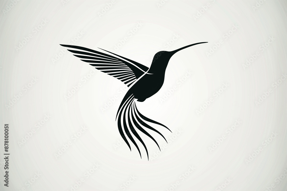 Hummingbird Shadow logo design, hummingbird silhouette made of lines, simple minimalistic ...