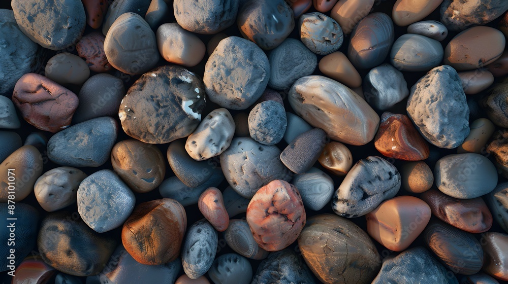 Close-Up of Colorful River Pebbles and Stones, Natural Rock Texture Background
Close-Up of Colorful River Pebbles and Stones, Natural Rock Texture Background