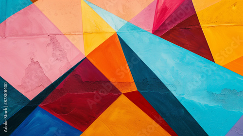 A close shot of vivid, geometric shapes that overlap and intertwine to create an abstract composition. Color contrasts and precise lines give the image dynamism and uniqueness.