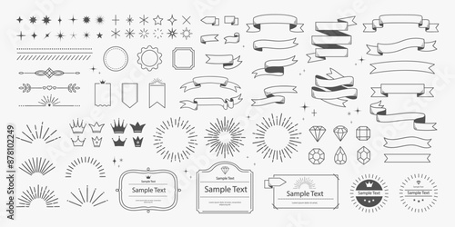 Vintage decorative ornament design elements in doodle style hand drawn vector illustration