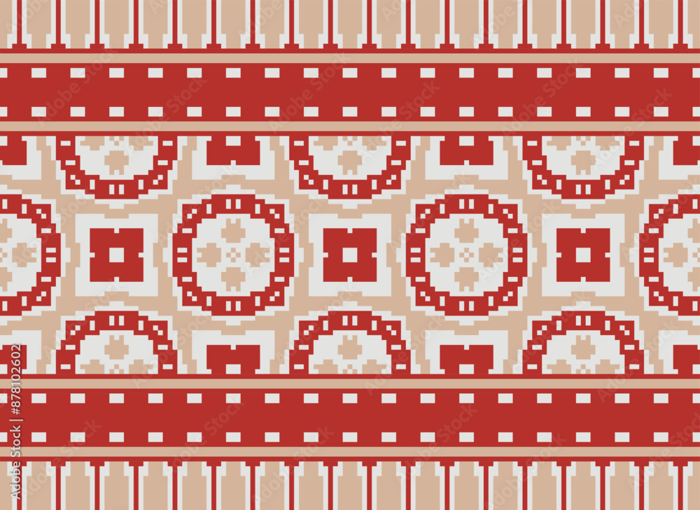 Obraz premium Tribal striped seamless pattern. Aztec geometric black-white background. Can be used in fabric design for clothes, accessories, decorative paper, wrapping,