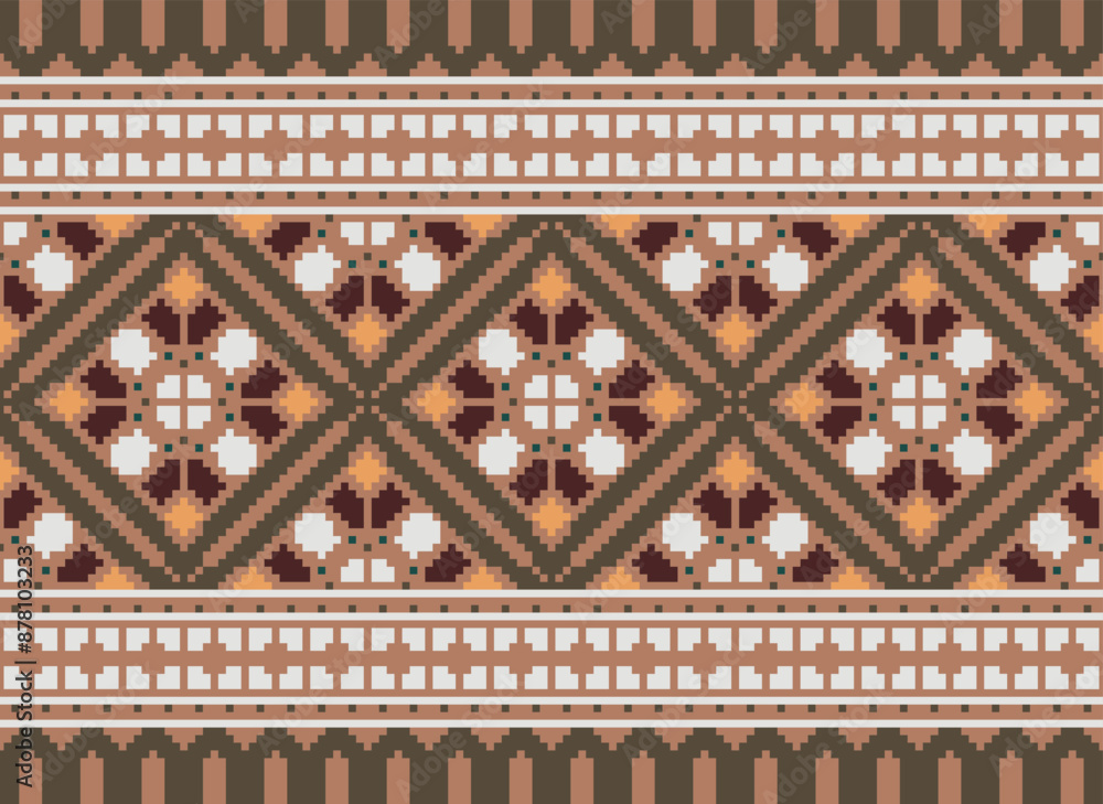 Fototapeta premium Tribal striped seamless pattern. Aztec geometric black-white background. Can be used in fabric design for clothes, accessories, decorative paper, wrapping,